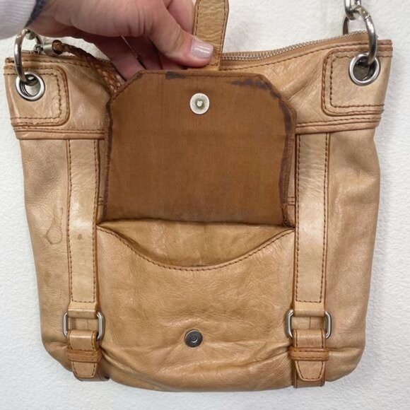 The Sak Tan Leather Crossbody Bag With Adjustable Strap & Front Pocket - Picture 4 of 8